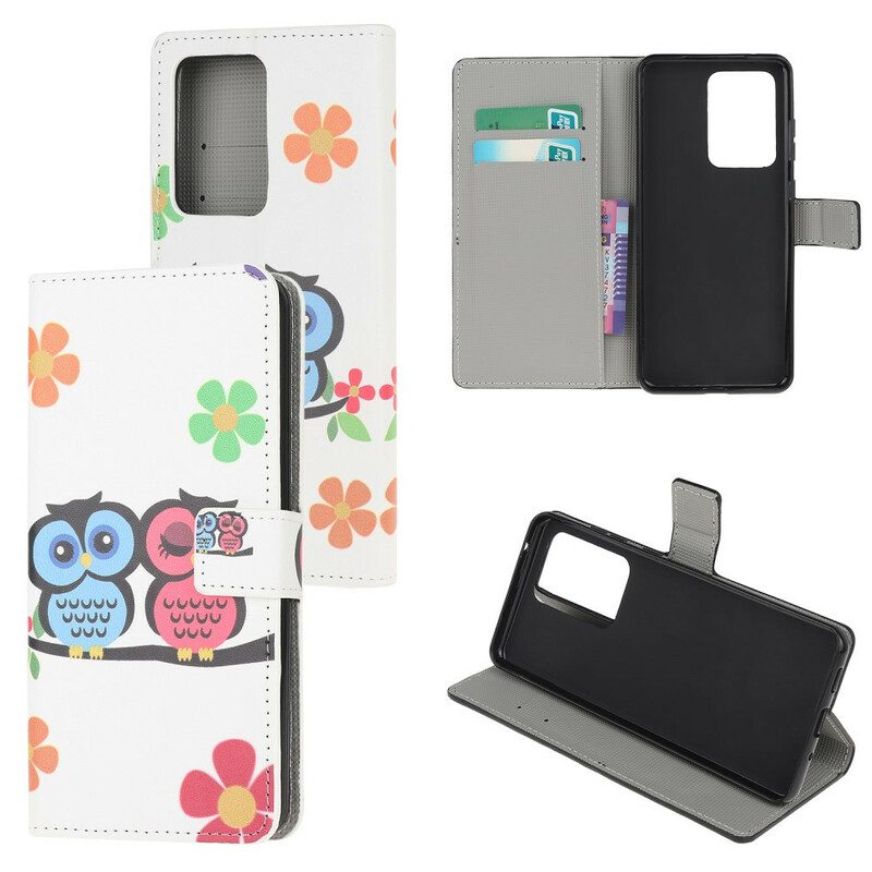 Folio Cover Samsung Galaxy Note 20 Ultra Coppia Di Gufi