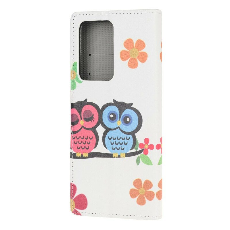 Folio Cover Samsung Galaxy Note 20 Ultra Coppia Di Gufi