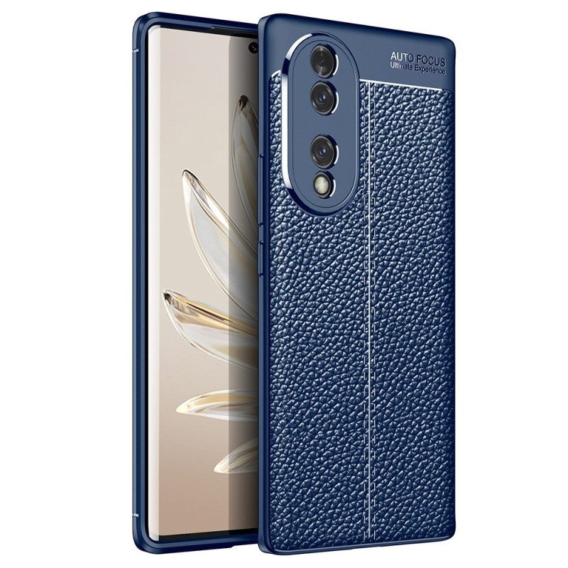 Cover Honor 70 Doppia Linea Litchi Effetto Pelle