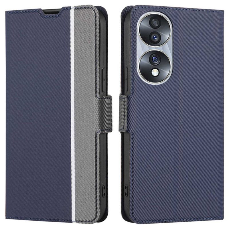 Custodia in pelle Honor 70 Doppia Chiusura Bicolore