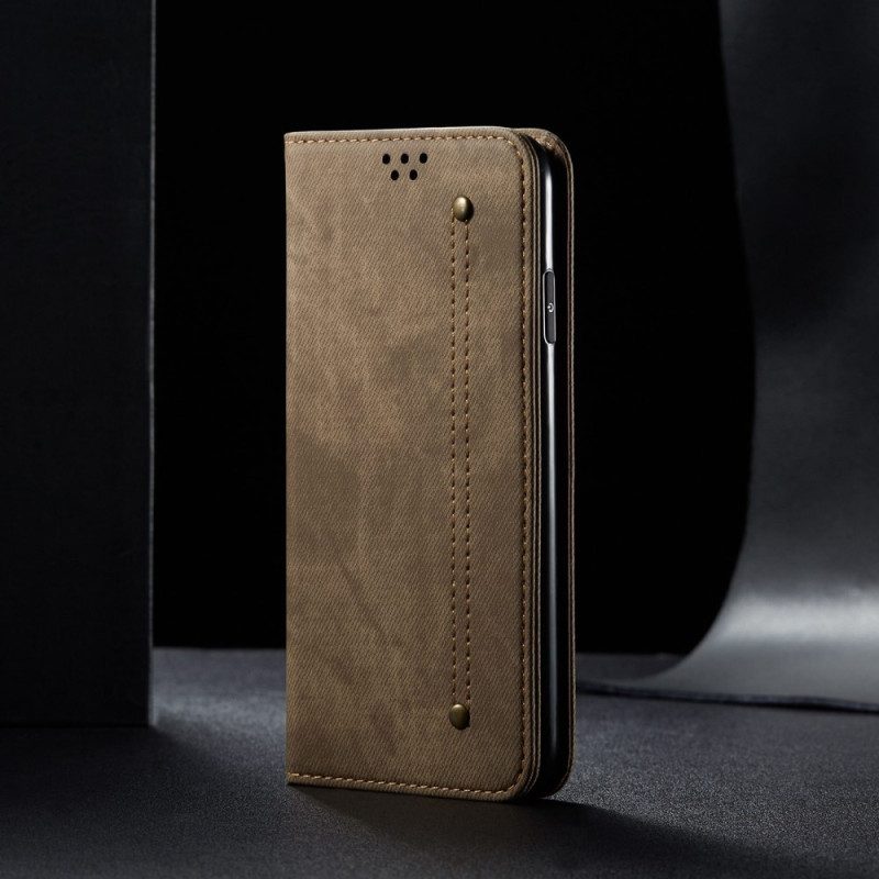 Folio Cover Honor 70 Custodia in pelle Tessuto Jeans Con Motivo A Punto