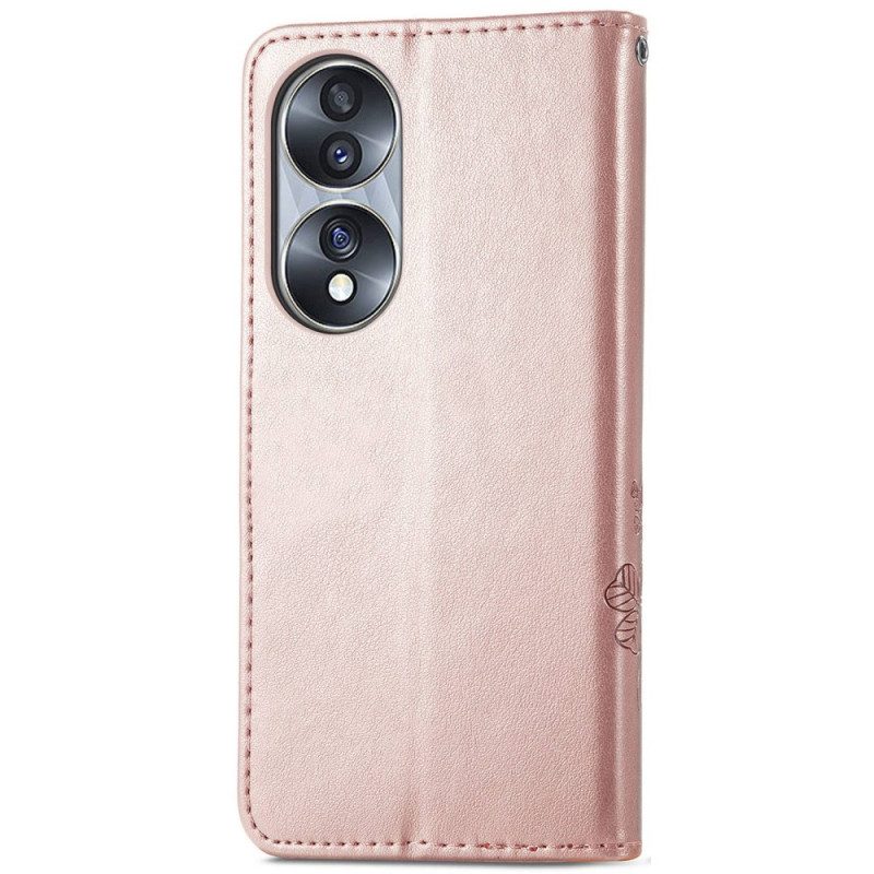 Folio Cover Honor 70 Fiori Asiatici