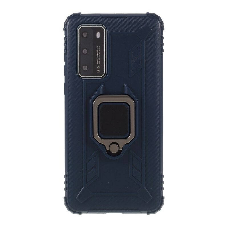 Cover Huawei P40 Anello E Fibra Di Carbonio