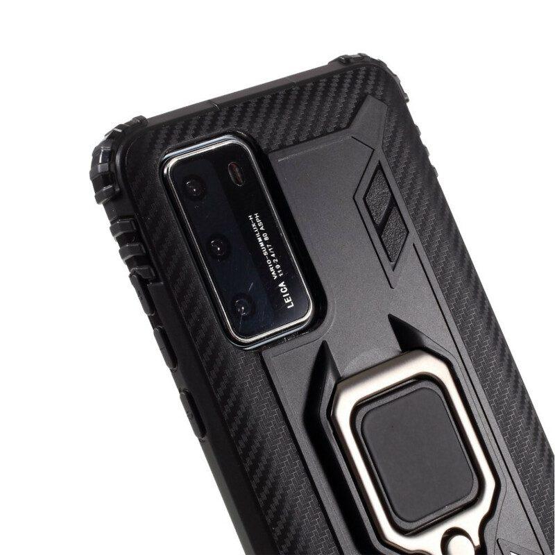 Cover Huawei P40 Anello E Fibra Di Carbonio