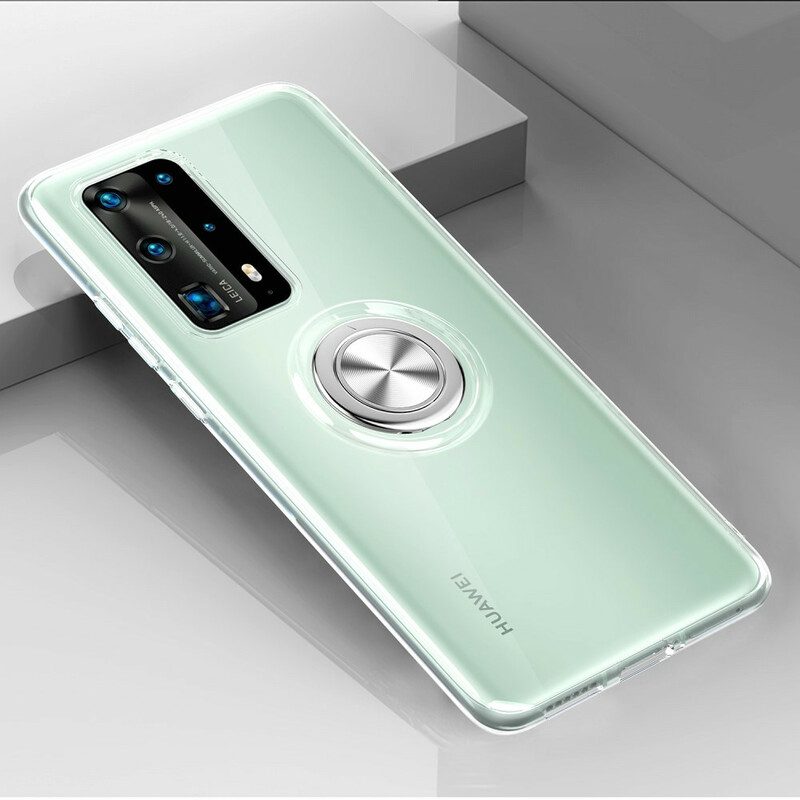 Cover Huawei P40 Anello In Metallo Semplice Trasparente