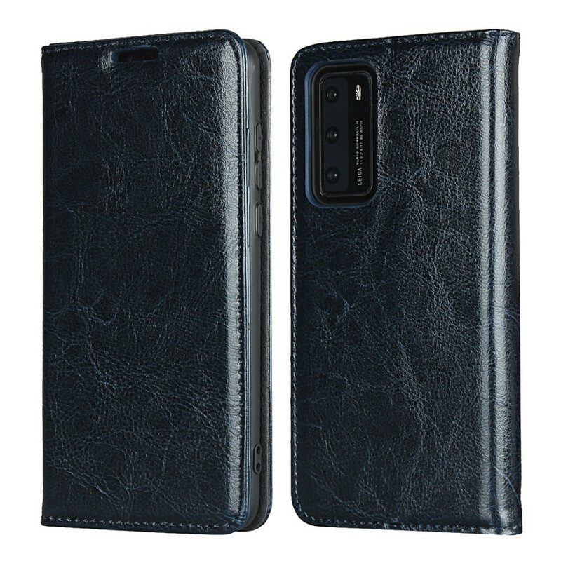 Folio Cover Huawei P40 Custodia in pelle Pelle Vera