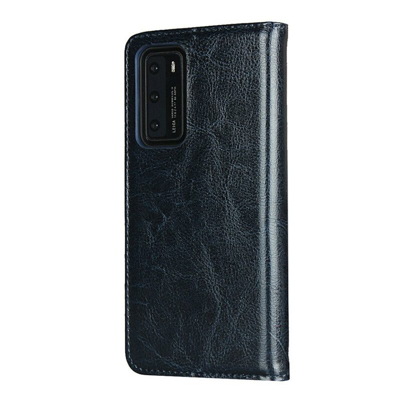 Folio Cover Huawei P40 Custodia in pelle Pelle Vera