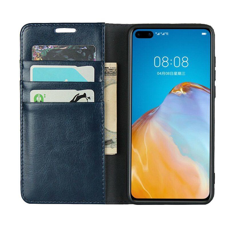 Folio Cover Huawei P40 Custodia in pelle Pelle Vera