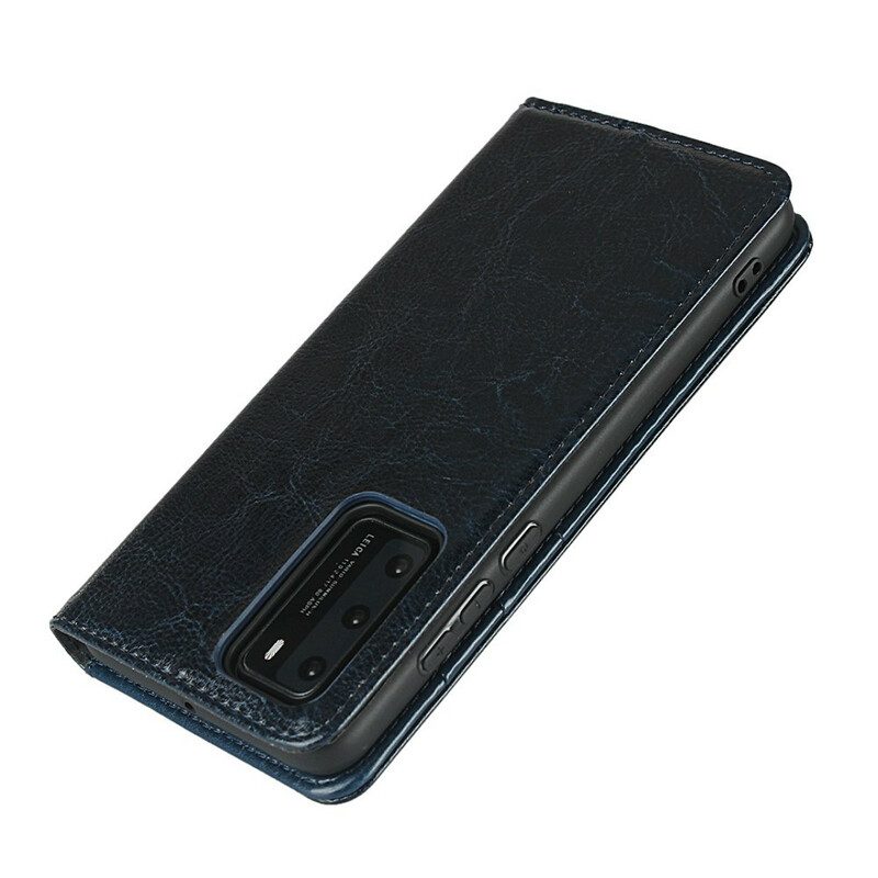 Folio Cover Huawei P40 Custodia in pelle Pelle Vera