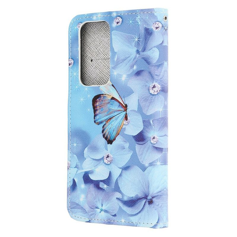 Folio Cover Huawei P40 Farfalle Di Diamanti Strappy