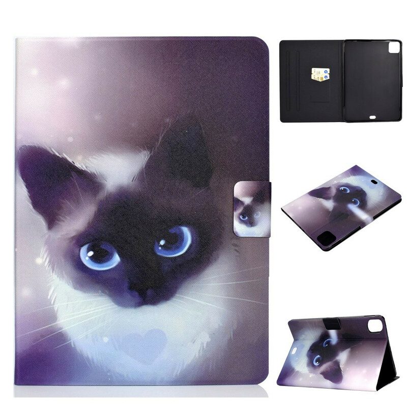 Custodia in pelle iPad Air (2022) (2020) Gatto Dagli Occhi Azzurri