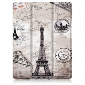 Custodia iPad Air (2022) (2020) Torre Eiffel Retrò Con Supporto Per Stilo