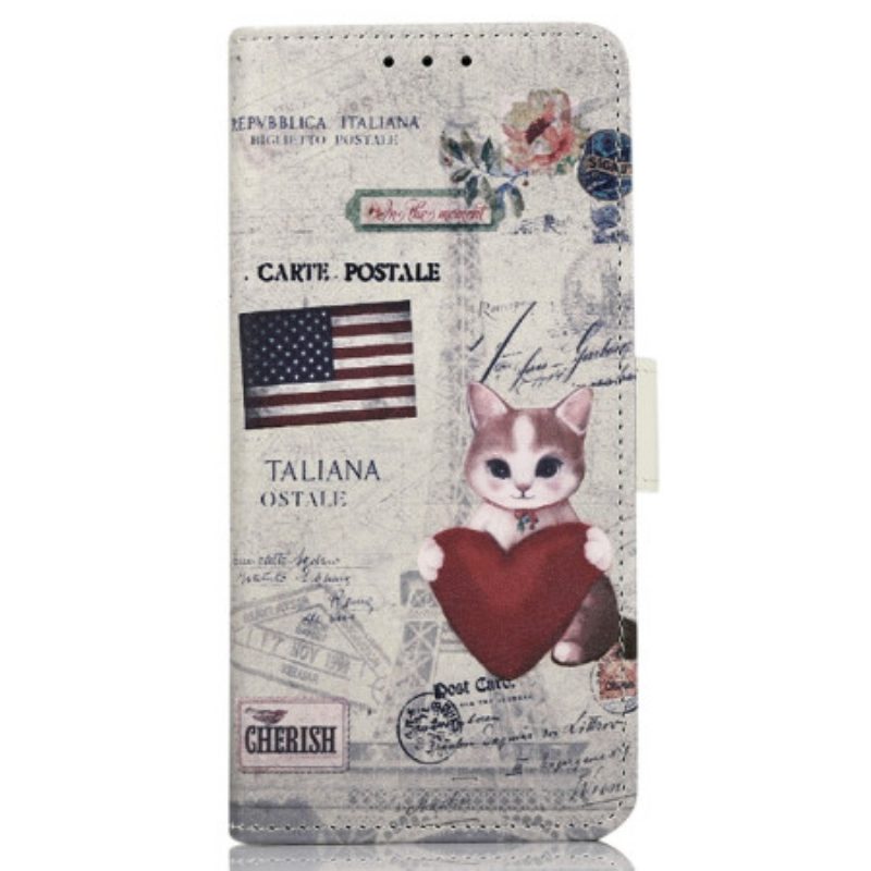 Custodia in pelle OnePlus Nord CE 3 Lite 5G Gatto Viaggiatore