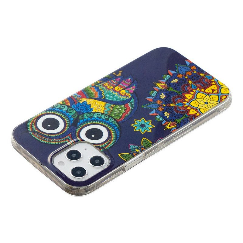 Cover iPhone 12 Pro Max Mandala Gufo Fluorescente