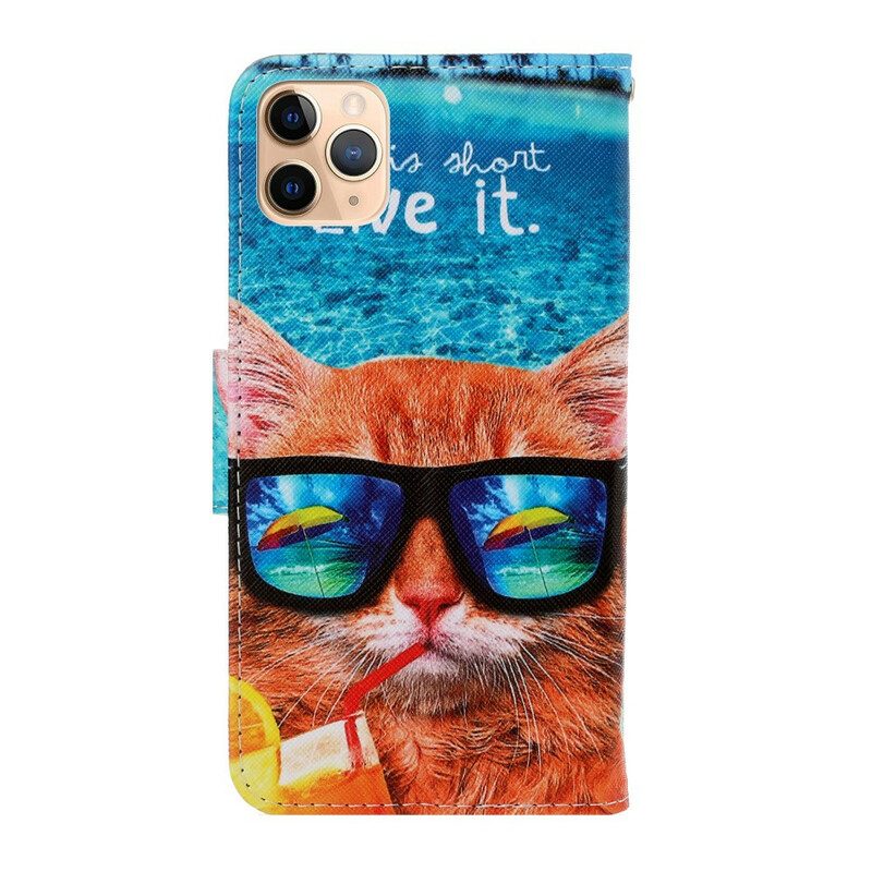 Custodia in pelle iPhone 12 Pro Max Cat Live It Strappy