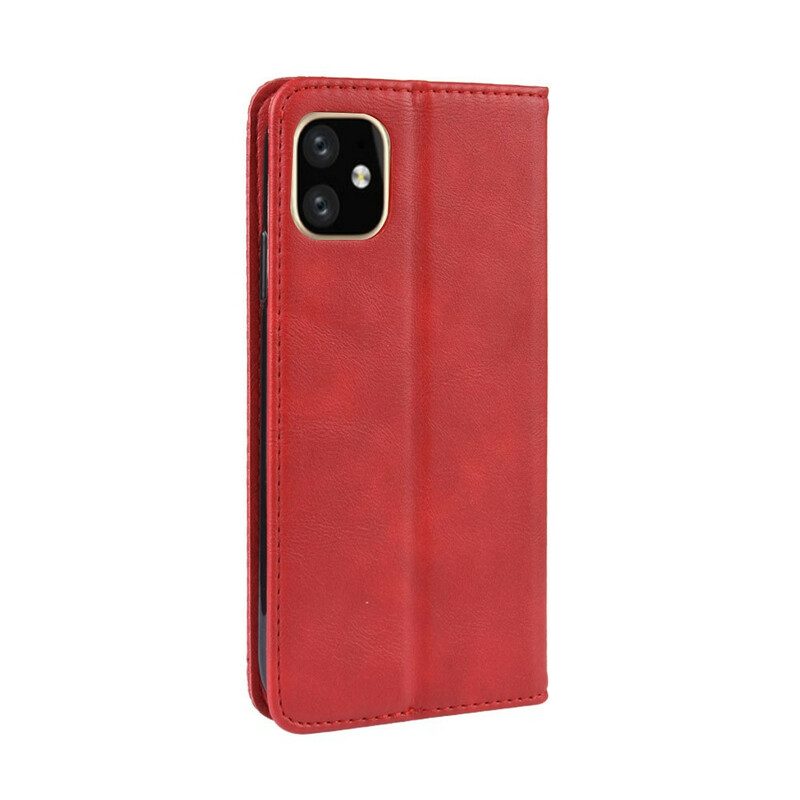 Folio Cover iPhone 12 Pro Max Custodia in pelle Effetto Pelle Vintage Stilizzato