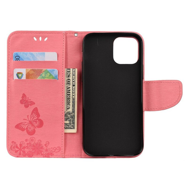 Folio Cover iPhone 12 Pro Max Splendide Farfalle Cinturino