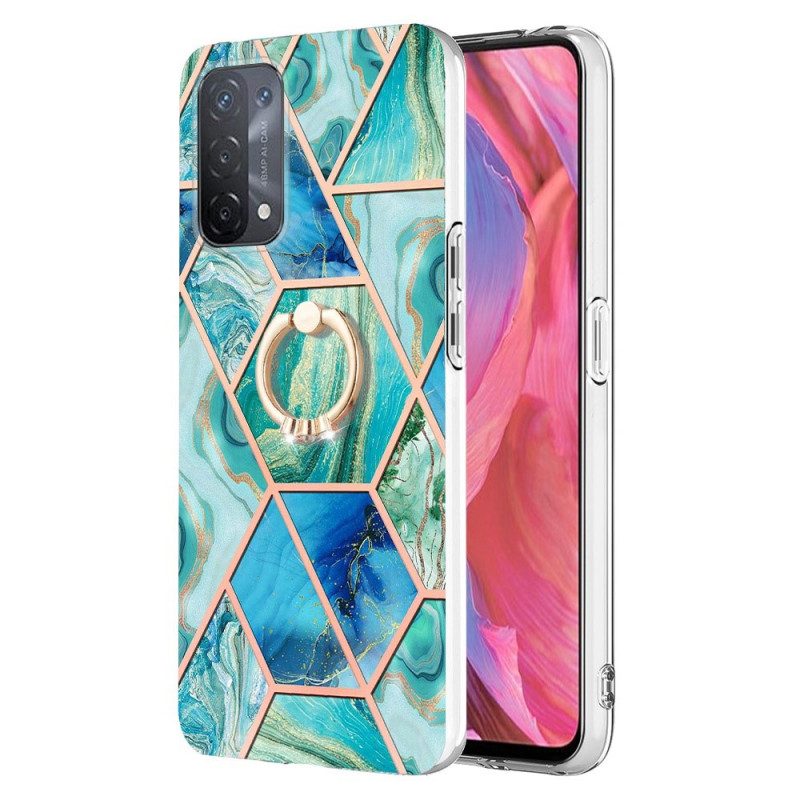 Cover Oppo A54 5G / A74 5G Marmo Con Supporto Ad Anello