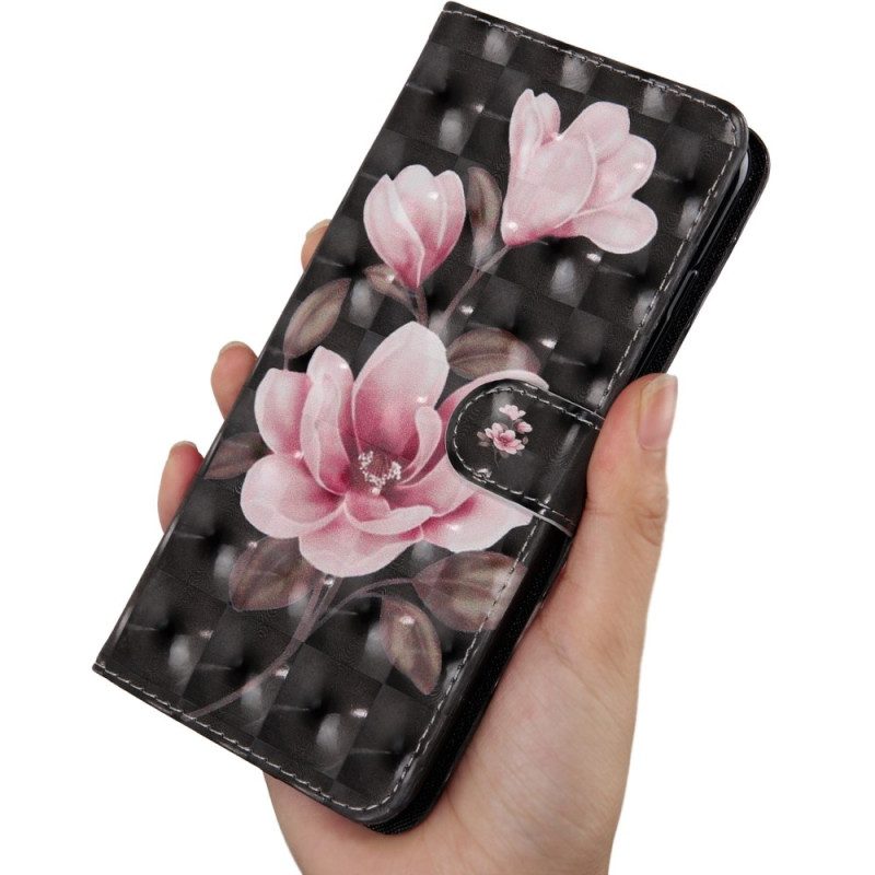 Custodia A Portafoglio Oppo A54 5G / A74 5G Fiori Con Cordino