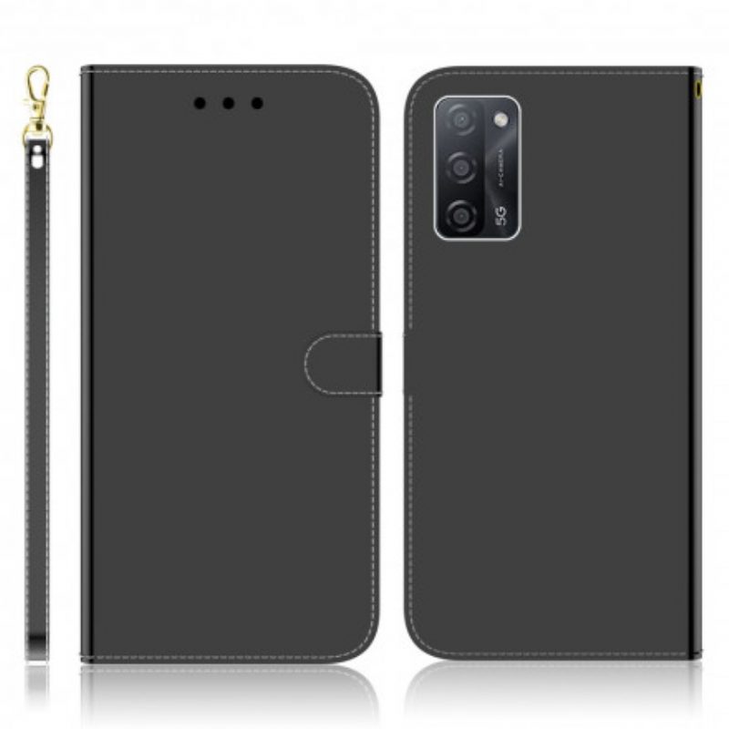 Custodia in pelle Oppo A54 5G / A74 5G Copri Specchietto In Ecopelle