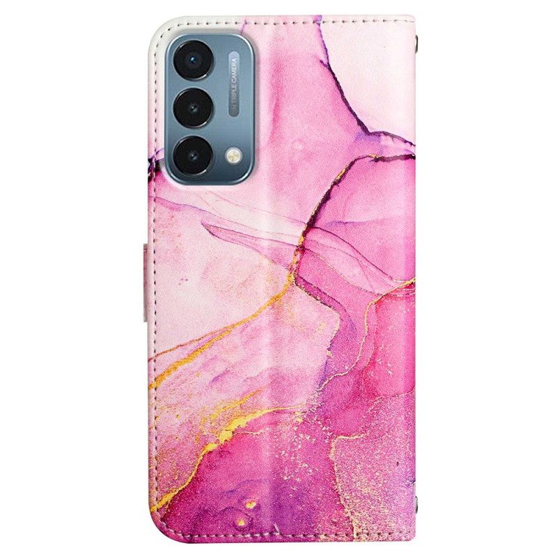 Custodia in pelle Oppo A54 5G / A74 5G Marmo Con Cordino