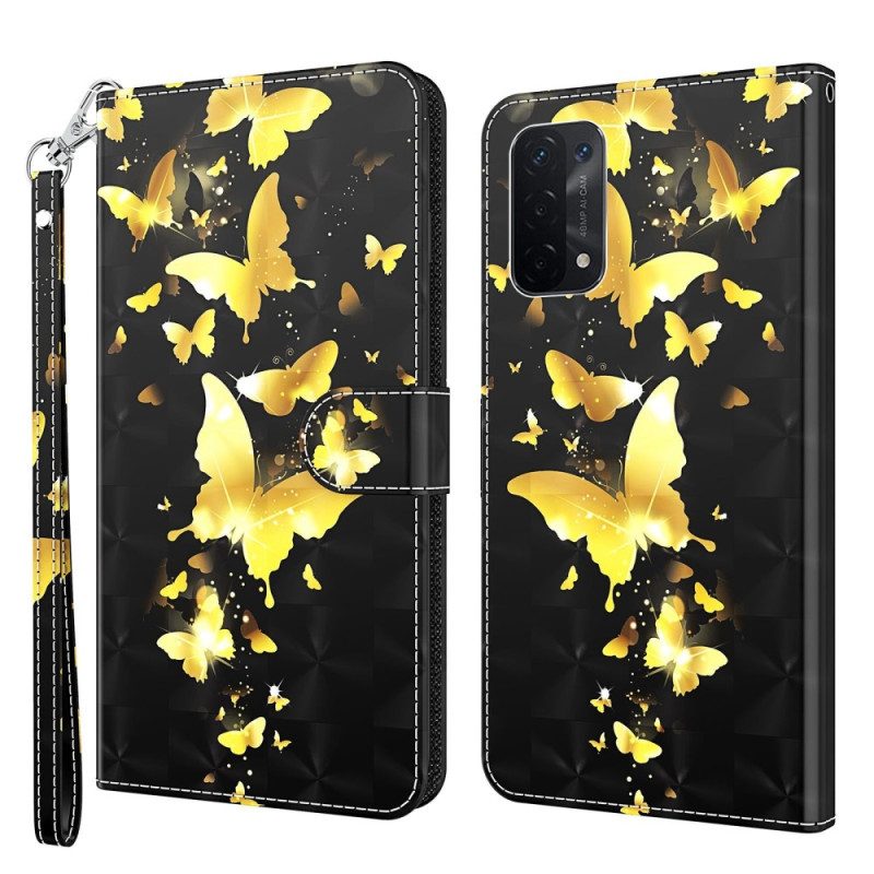 Custodia in pelle Oppo A54 5G / A74 5G Perizoma Farfalle