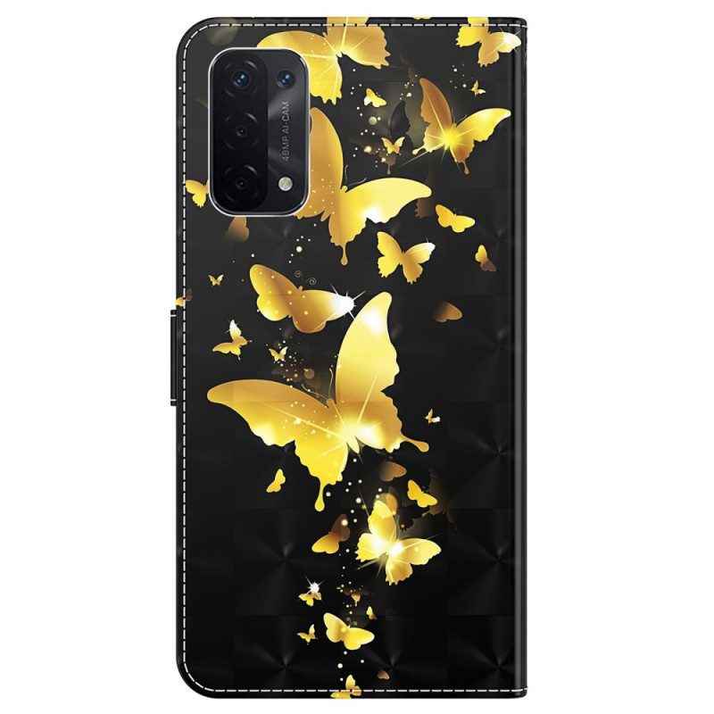 Custodia in pelle Oppo A54 5G / A74 5G Perizoma Farfalle