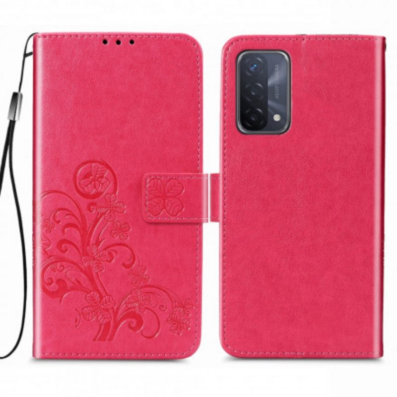 Custodia in pelle Oppo A54 5G / A74 5G Quadrifoglio