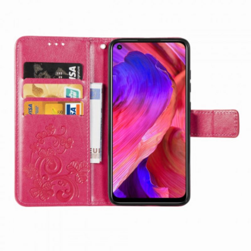 Custodia in pelle Oppo A54 5G / A74 5G Quadrifoglio