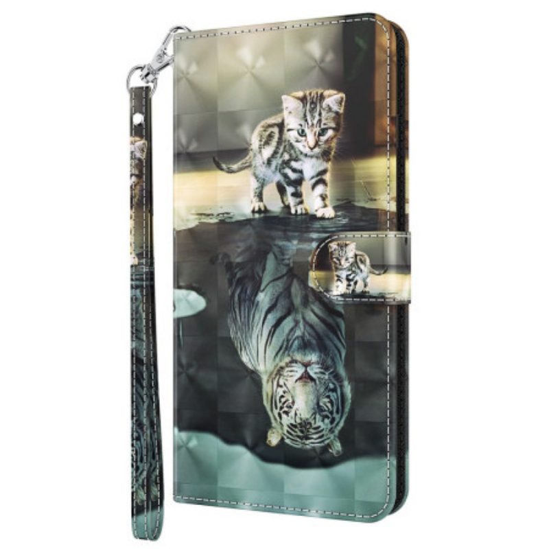 Custodia in pelle Oppo A54 5G / A74 5G Sogno Di Gattino Strappy