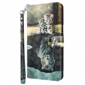 Custodia in pelle Oppo A54 5G / A74 5G Sogno Di Gattino Strappy