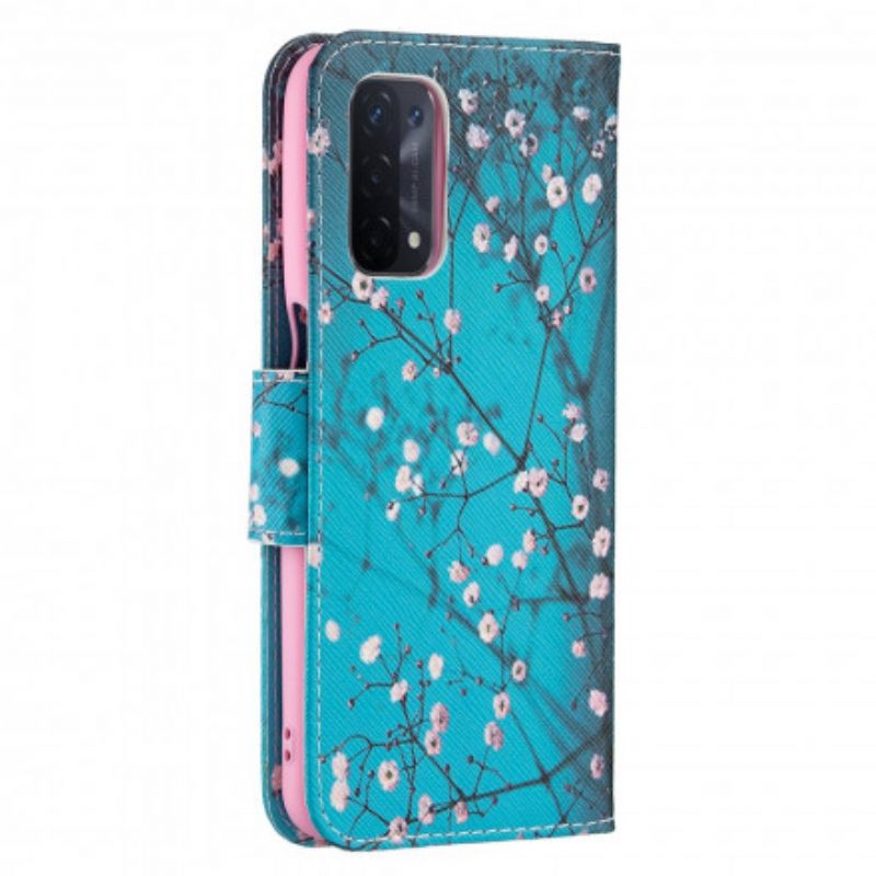 Folio Cover Oppo A54 5G / A74 5G Custodia in pelle Rami Fioriti