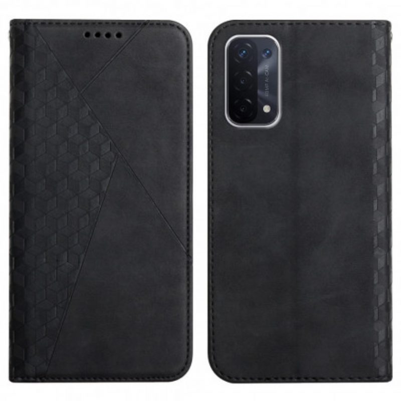 Folio Cover Oppo A54 5G / A74 5G Custodia in pelle Tocco Di Pelle In Stile Cubico