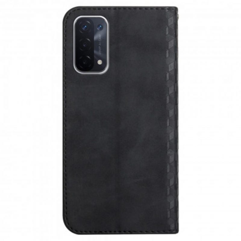 Folio Cover Oppo A54 5G / A74 5G Custodia in pelle Tocco Di Pelle In Stile Cubico