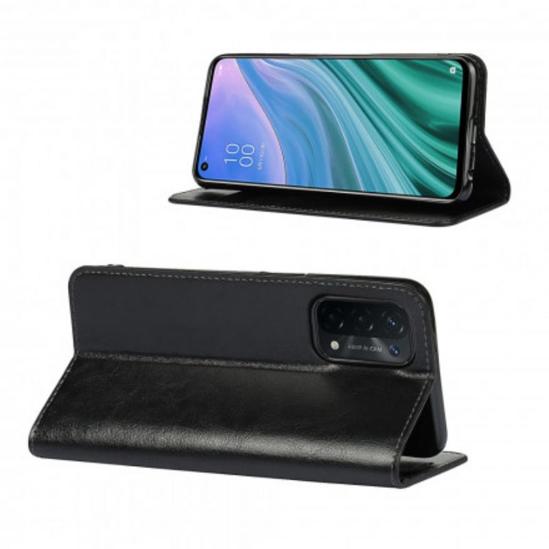 Folio Cover Oppo A54 5G / A74 5G Custodia in pelle Pelle Vera