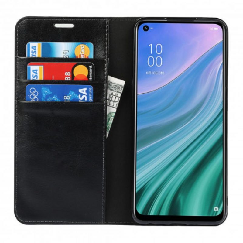 Folio Cover Oppo A54 5G / A74 5G Custodia in pelle Pelle Vera