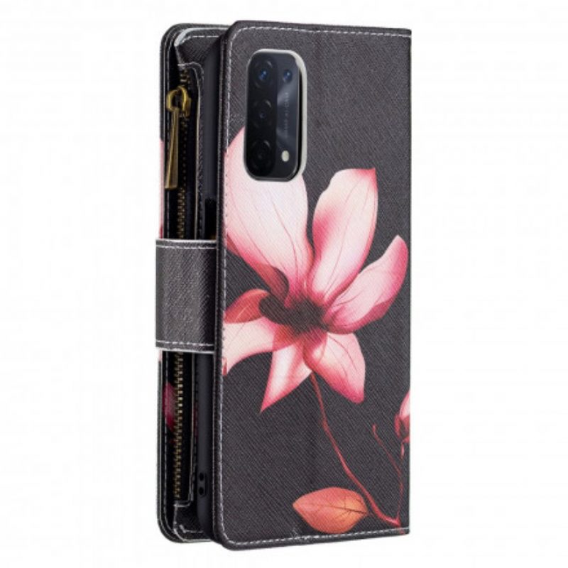 Folio Cover Oppo A54 5G / A74 5G Tasca Con Zip A Fiore