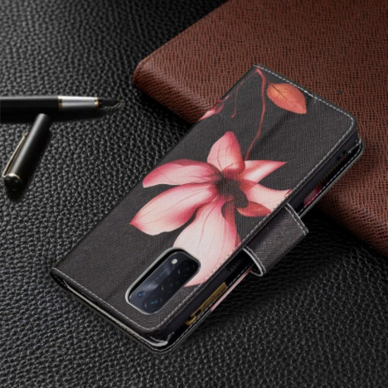 Folio Cover Oppo A54 5G / A74 5G Tasca Con Zip A Fiore