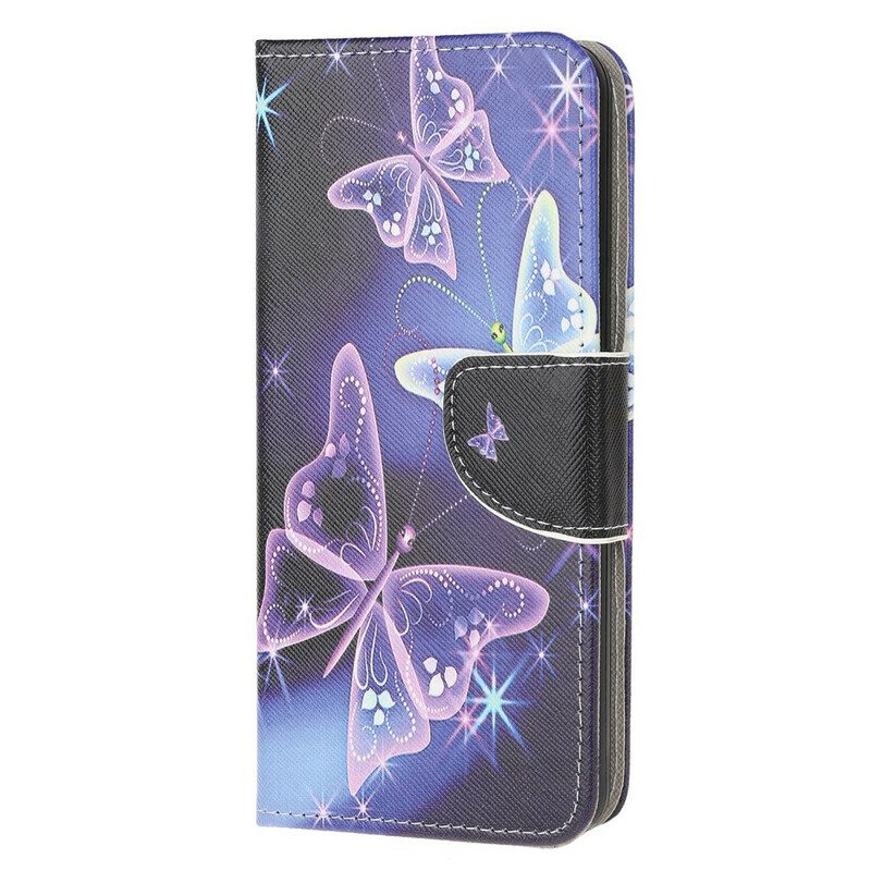 Custodia in pelle Huawei Y5p Farfalle E Fiori 2