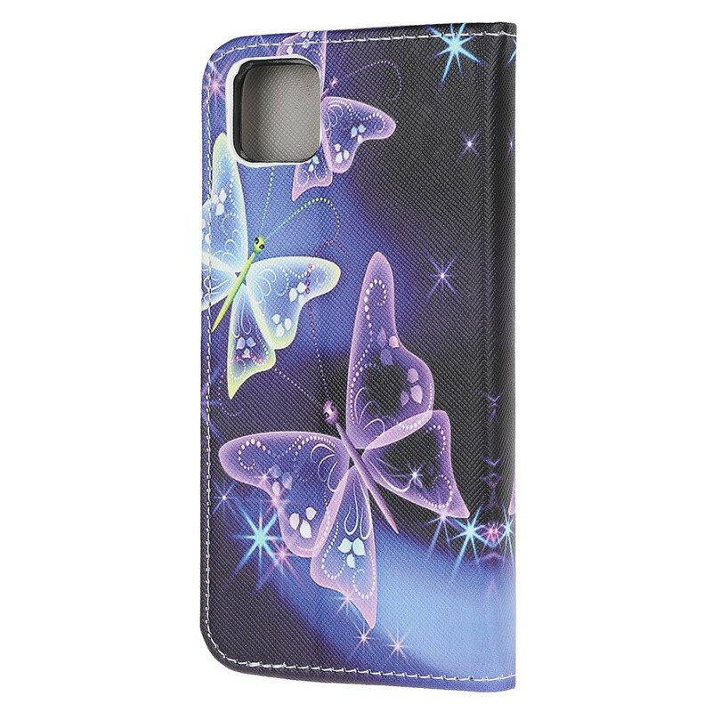 Custodia in pelle Huawei Y5p Farfalle E Fiori 2