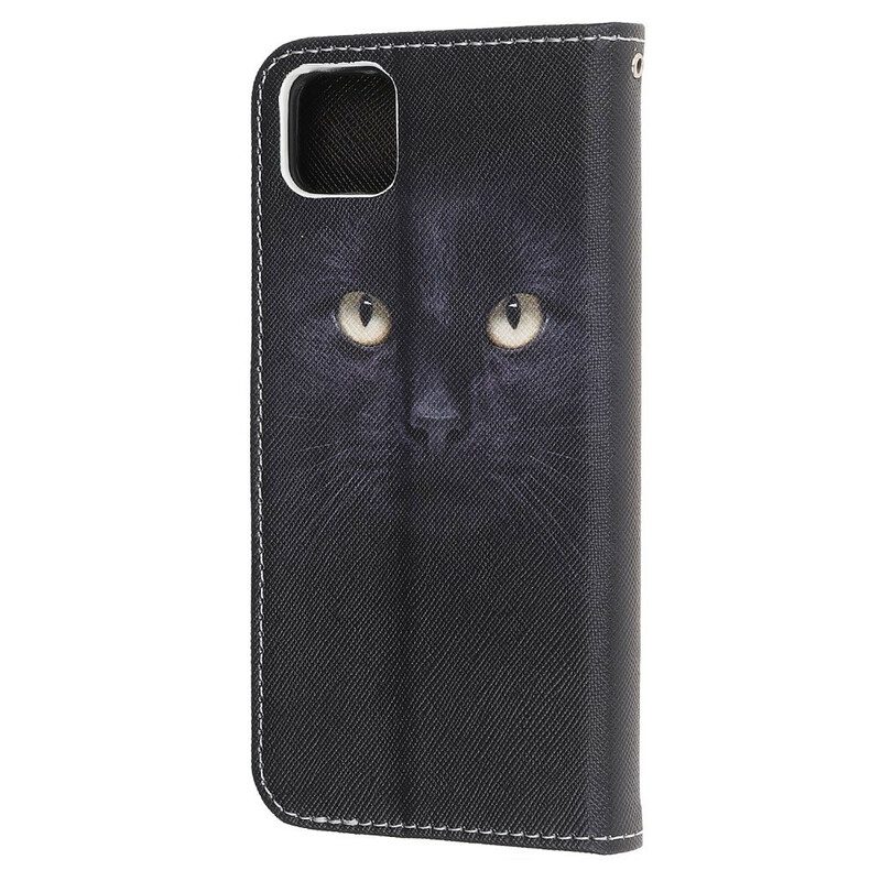 Custodia in pelle Huawei Y5p Strappy Occhi Di Gatto Nero