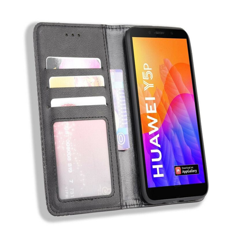 Folio Cover Huawei Y5p Custodia in pelle Effetto Pelle Vintage Stilizzato