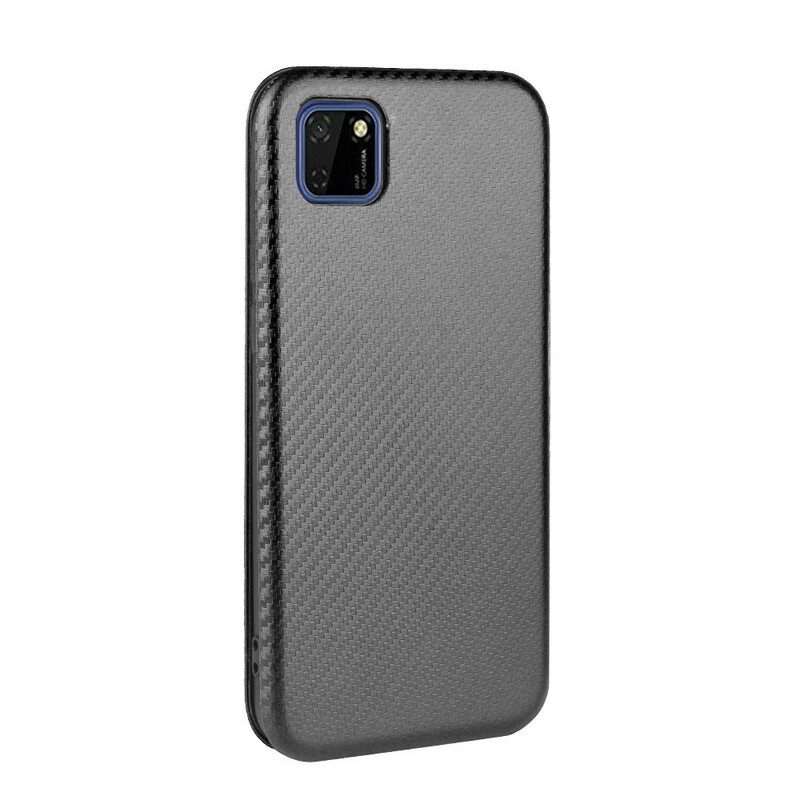 Folio Cover Huawei Y5p Custodia in pelle Fibra Di Carbonio