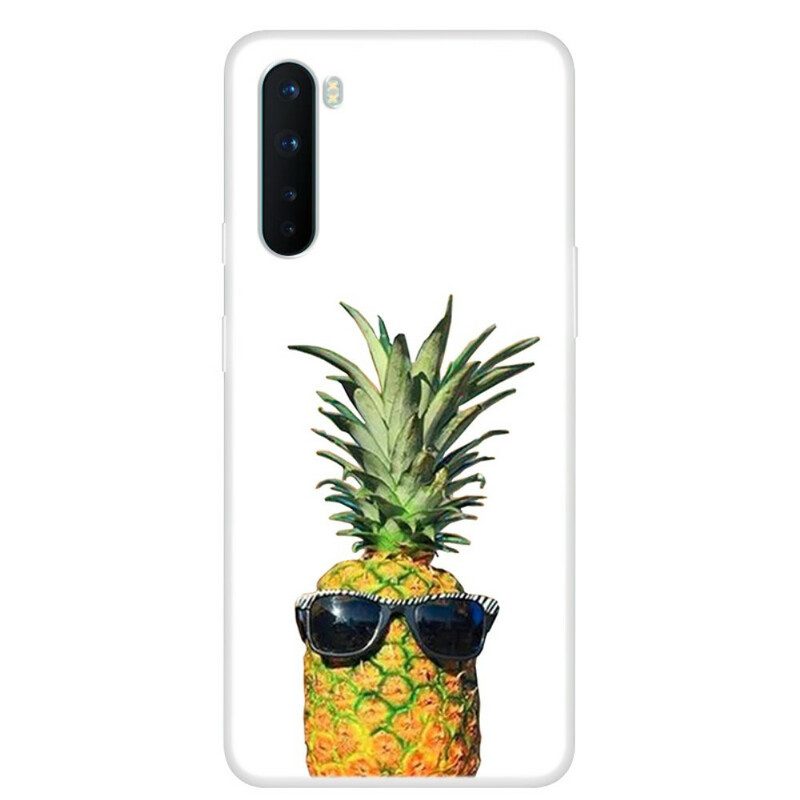 Cover OnePlus Nord Ananas Trasparente Con Occhiali