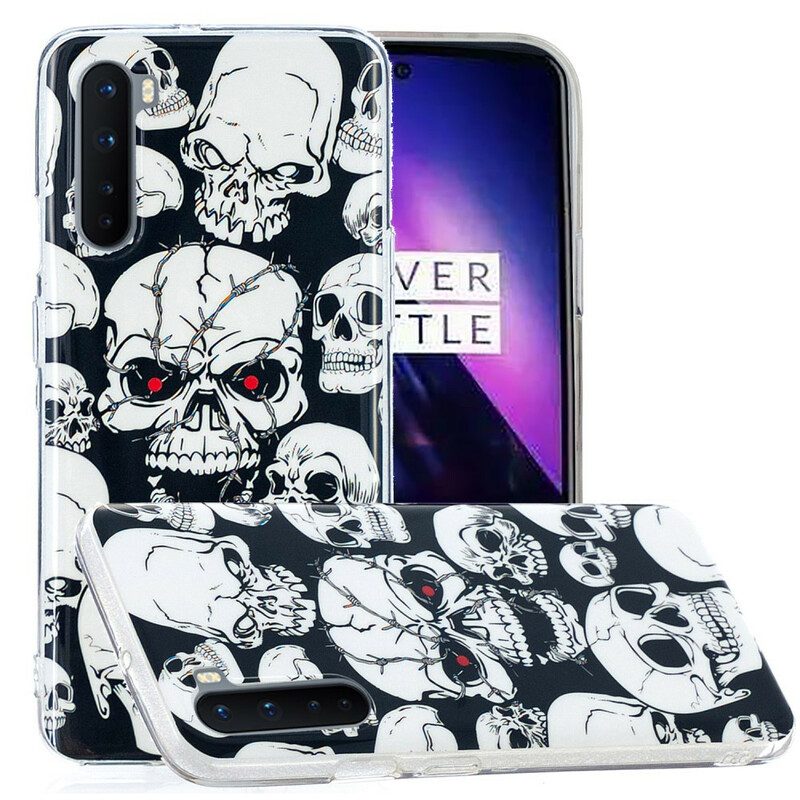 Cover OnePlus Nord Attenzione Teschi Fluorescenti