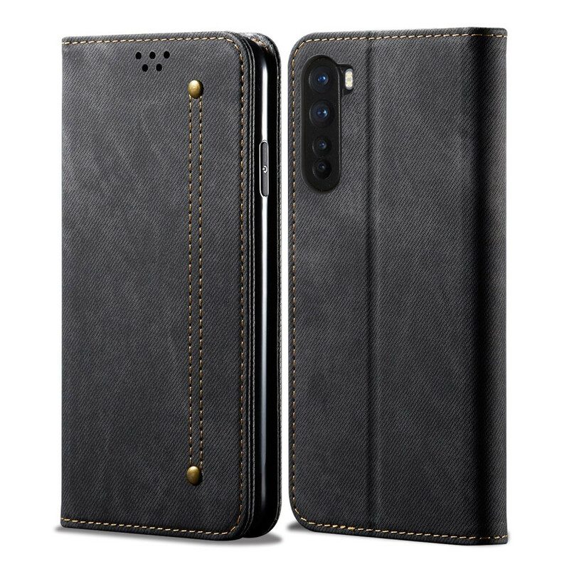 Folio Cover OnePlus Nord Custodia in pelle Trama Di Jeans In Ecopelle