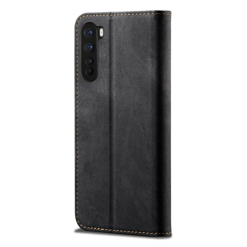 Folio Cover OnePlus Nord Custodia in pelle Trama Di Jeans In Ecopelle