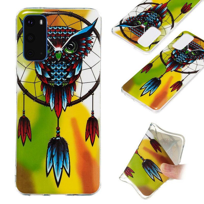 Cover Samsung Galaxy S20 Acchiappasogni Gufo Fluorescente