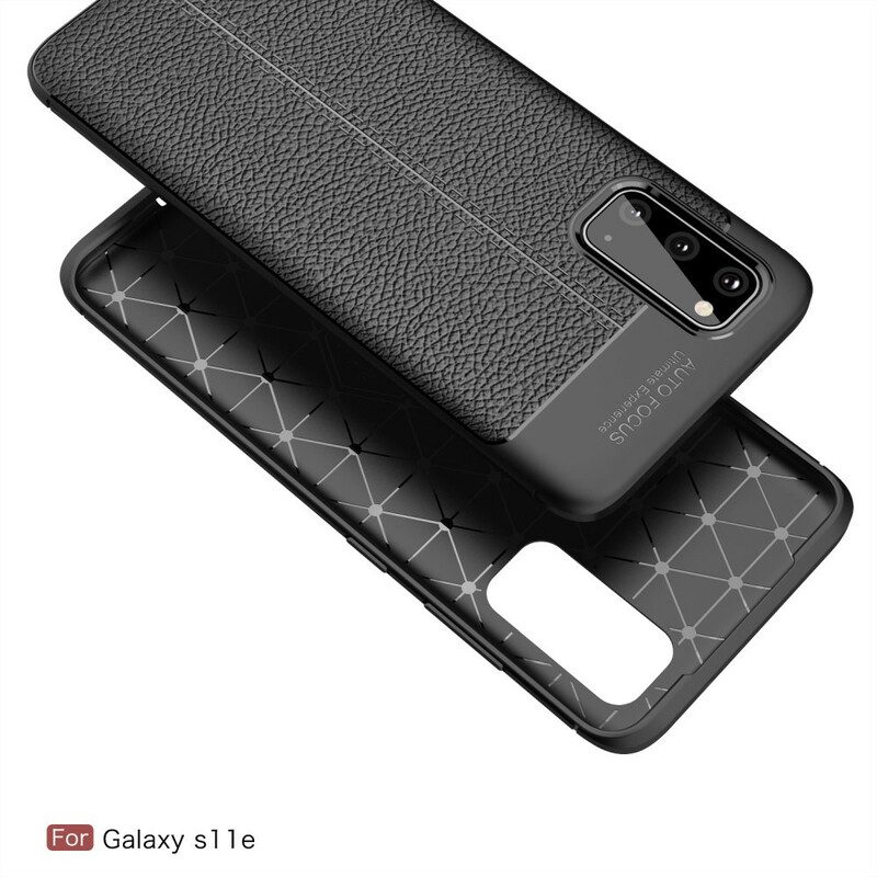 Cover Samsung Galaxy S20 Doppia Linea Litchi Effetto Pelle