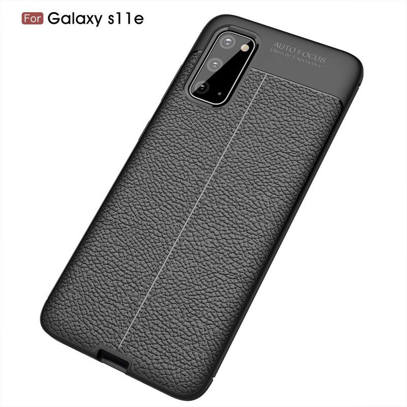 Cover Samsung Galaxy S20 Doppia Linea Litchi Effetto Pelle